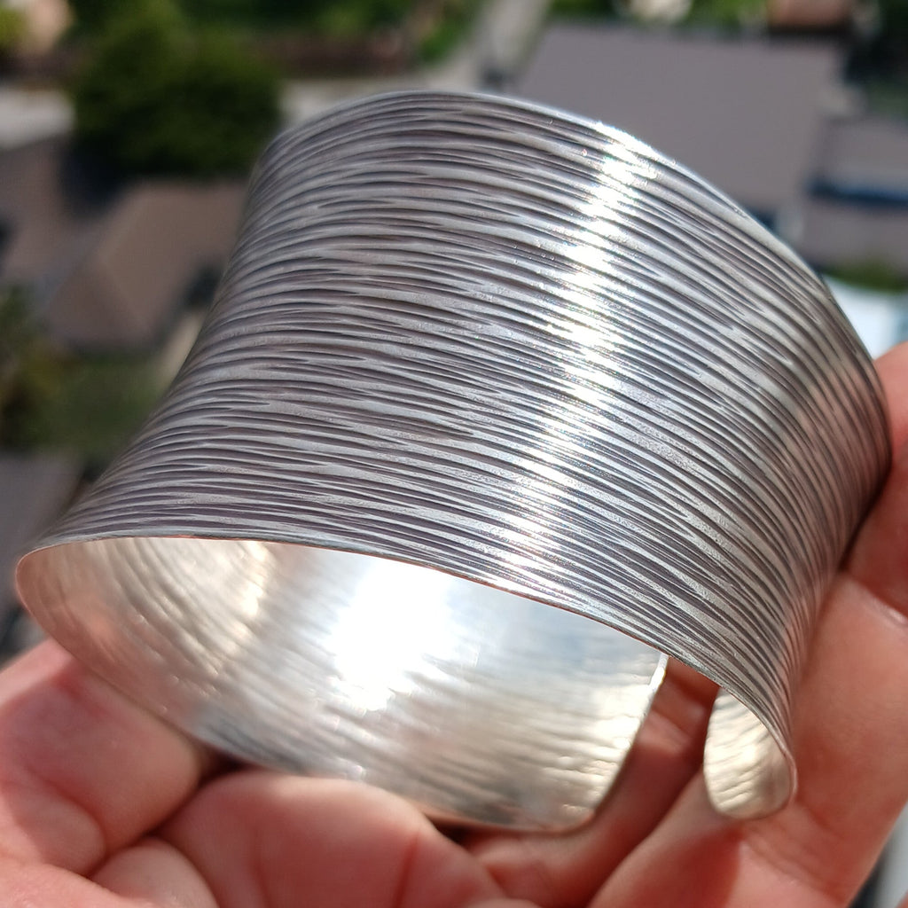 Minimalist Silver Bracelet, Sterling Silver Bracelet, Extra wide Bracelet, Hand Crafted Sterling Silver Bracelet / Bangle-2