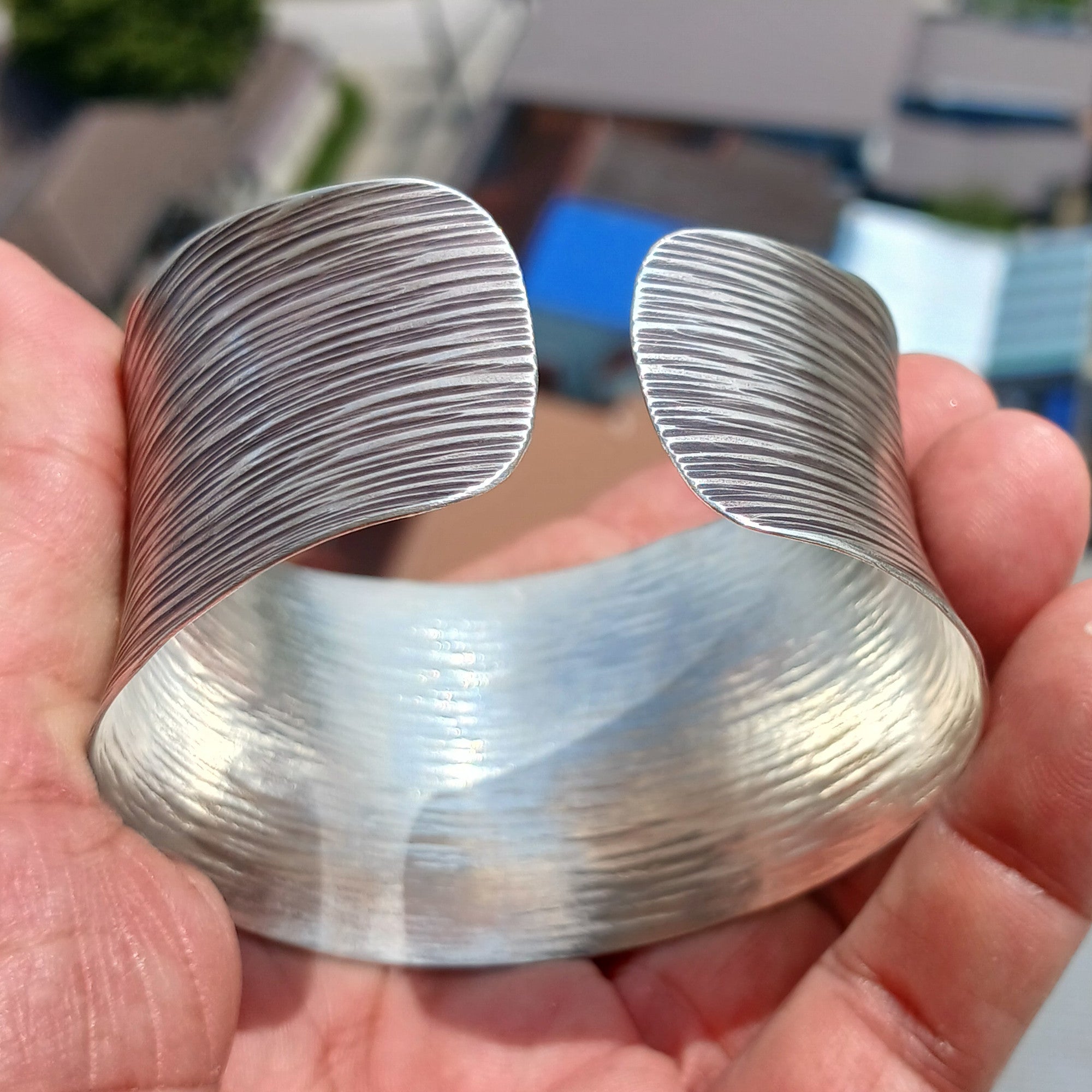 Minimalist Silver Bracelet, Sterling Silver Bracelet, Extra wide Bracelet, Hand Crafted Sterling Silver Bracelet / Bangle-4