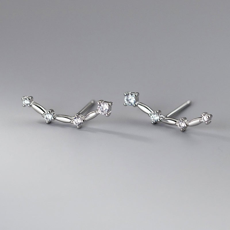 Sterling Silver CZ Arch Earrings-1