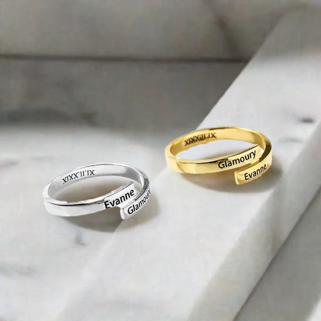 Full Silver 2-Name Ring - sterling silver ring-3