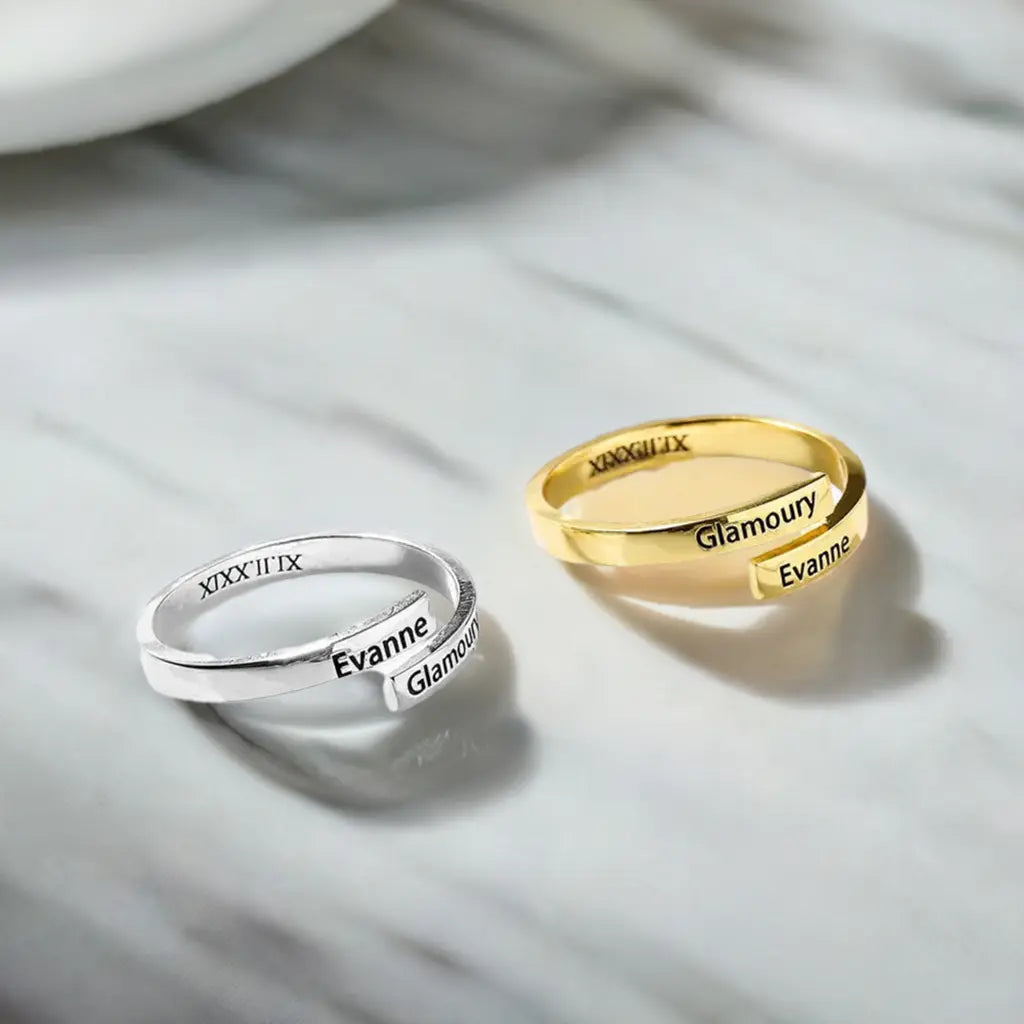 Full Silver 2-Name Ring - sterling silver ring-2