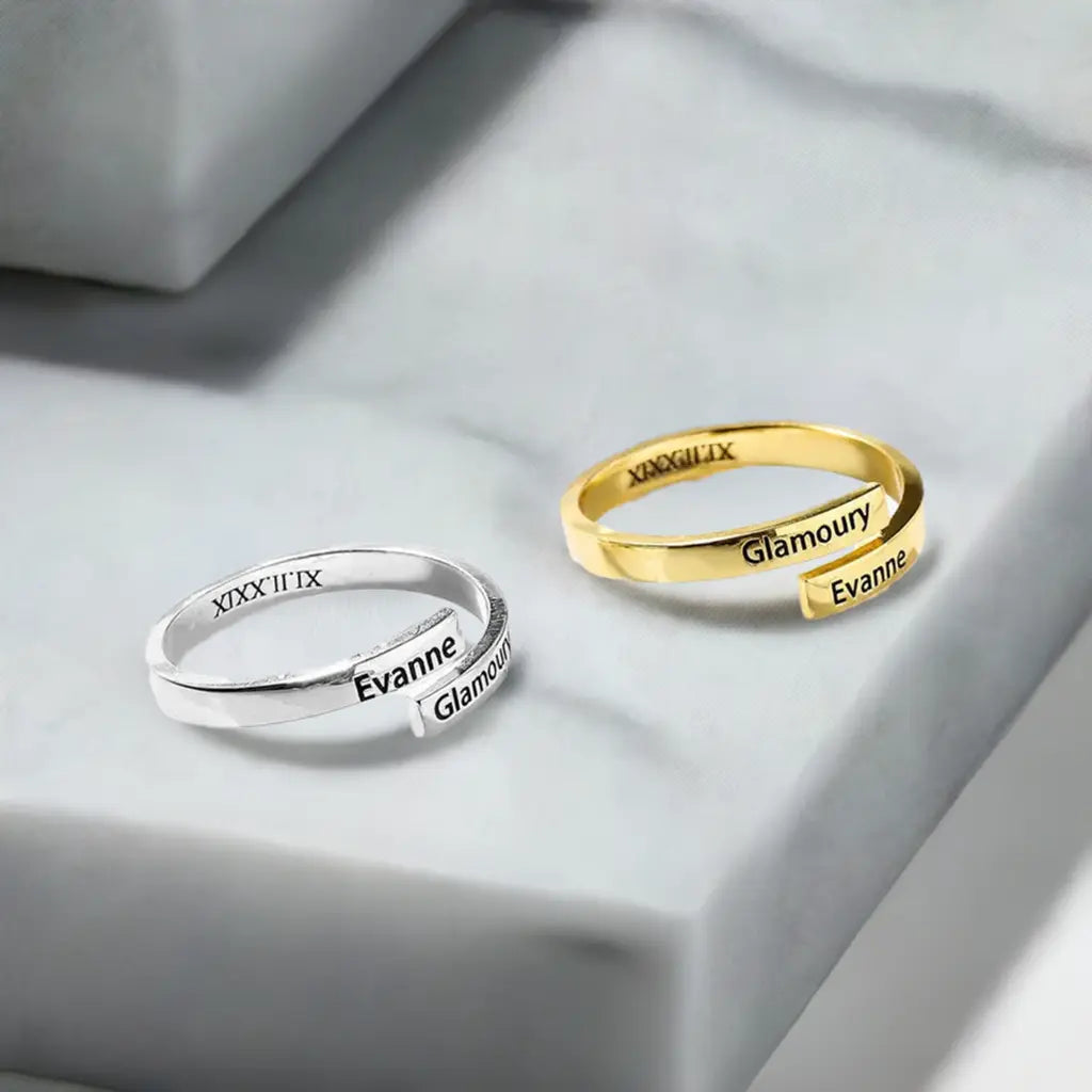 Full Silver 2-Name Ring - sterling silver ring-4