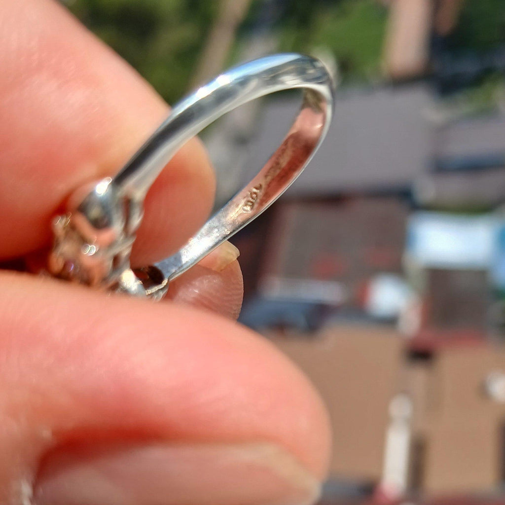 Natural Moonstone Ring, Moonstone Silver Ring, Square shaped Ring, Sterling Silver Ring, oval Ceylon Moonstone and 2 CZ handmade ring - Size 7.5