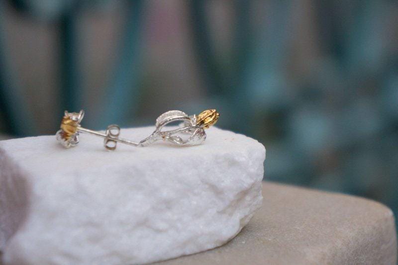 Olive Stud Earrings: Nature-Inspired Sterling Silver Jewelry-2