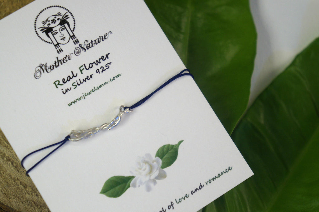 Jasmine Twig Bracelet: Adjustable Sterling Silver Cord-2