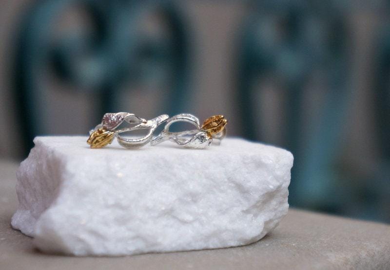 Olive Stud Earrings: Nature-Inspired Sterling Silver Jewelry-1