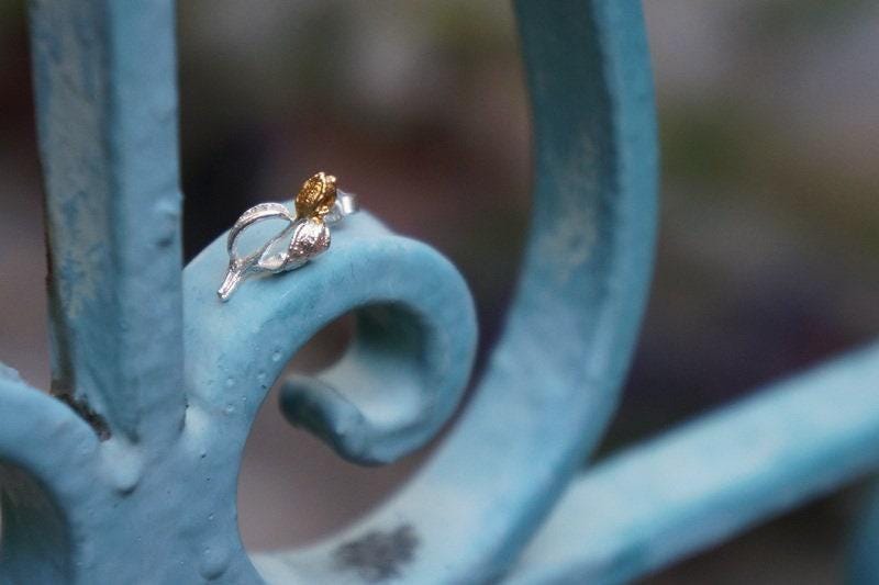 Olive Stud Earrings: Nature-Inspired Sterling Silver Jewelry-3