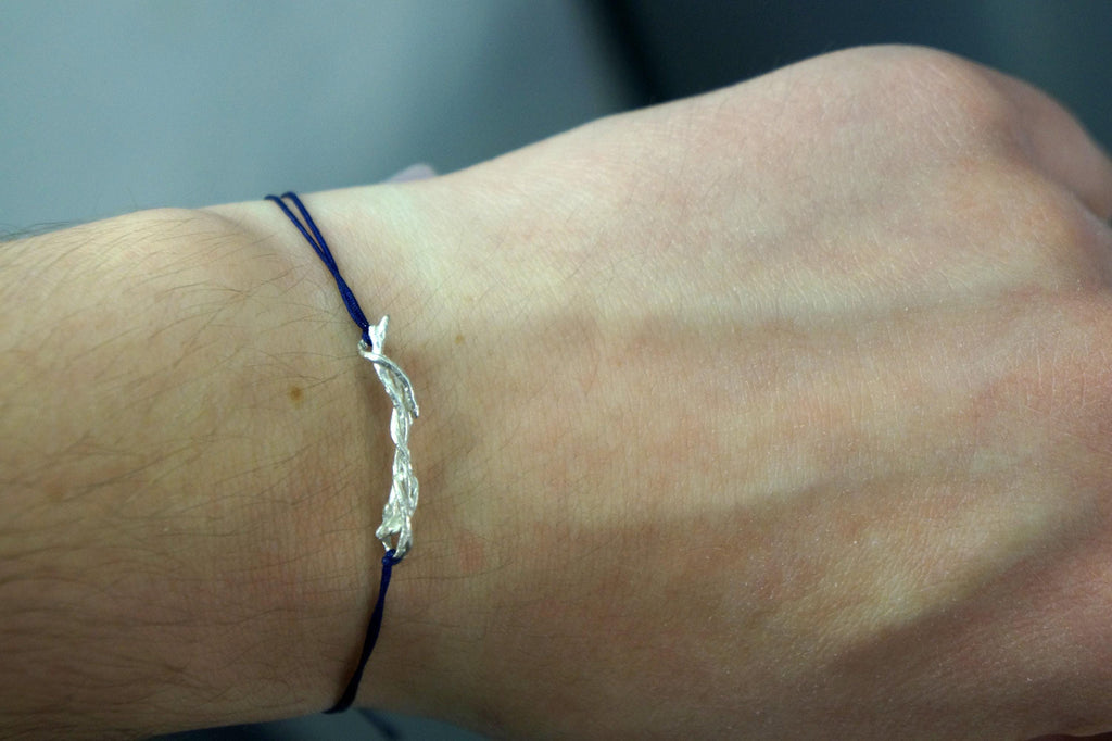 Jasmine Twig Bracelet: Adjustable Sterling Silver Cord-0